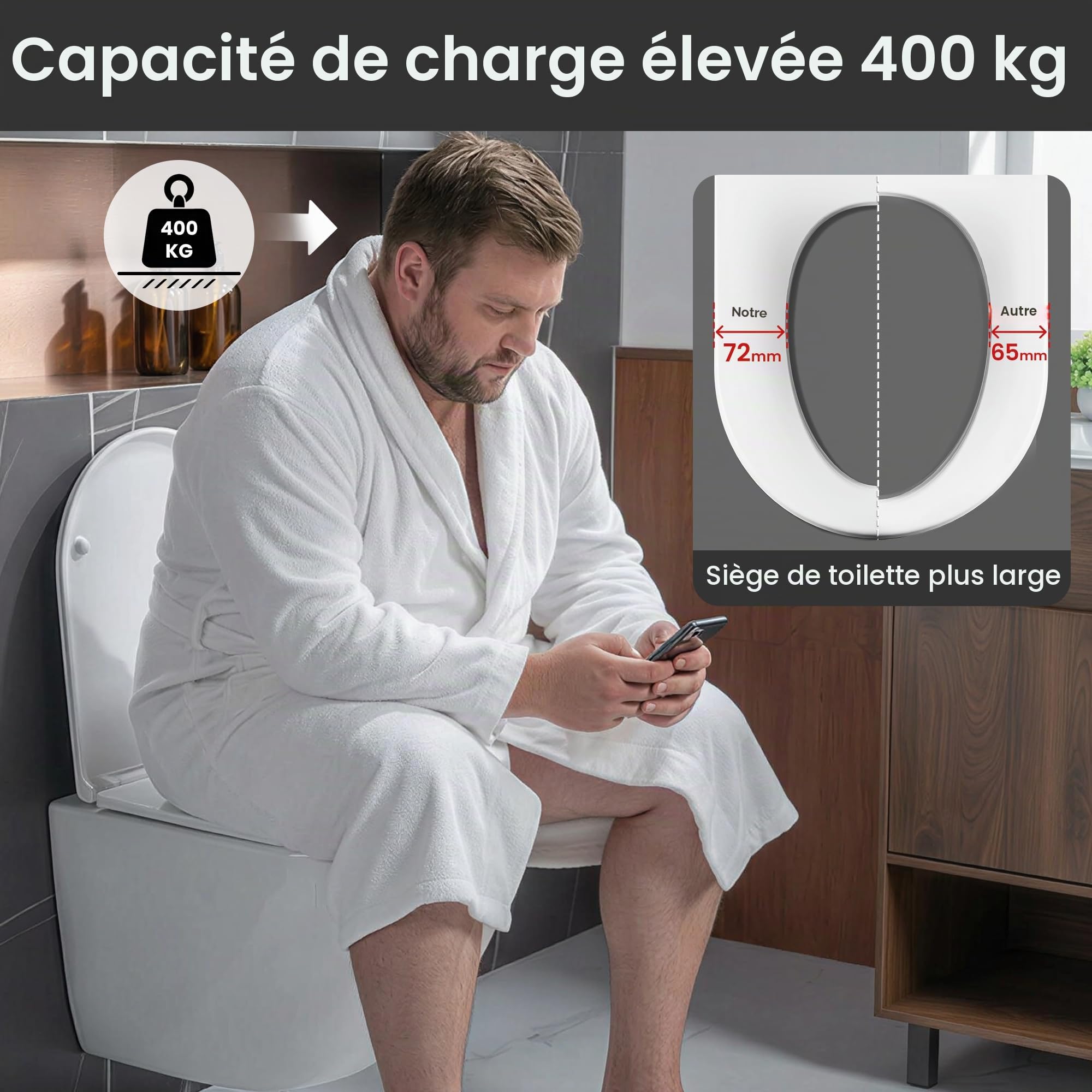 Casta Diva WC Suspendu Sans Bord de Rinçage, Toilette Murale 360° Superspin, Cuve UF, Fermé Complètement, Siège Soft-Close Silencieux, Dimensions 48,5 cm, Idéale pour Salle de Bain & WC Invité