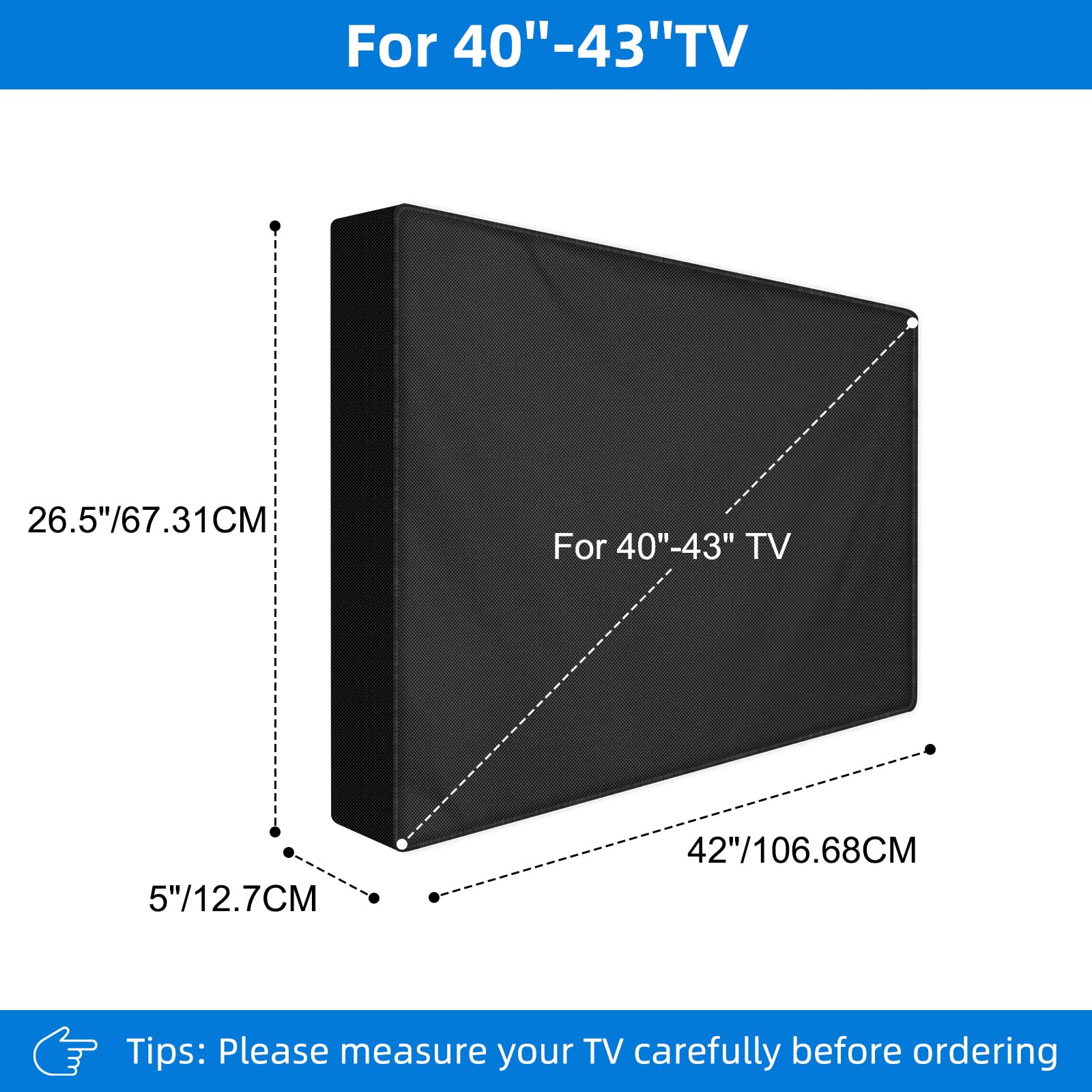 Bonna Housse de protection rabattable TV 40-43 pouces 600D Oxford 100x60x12 cm