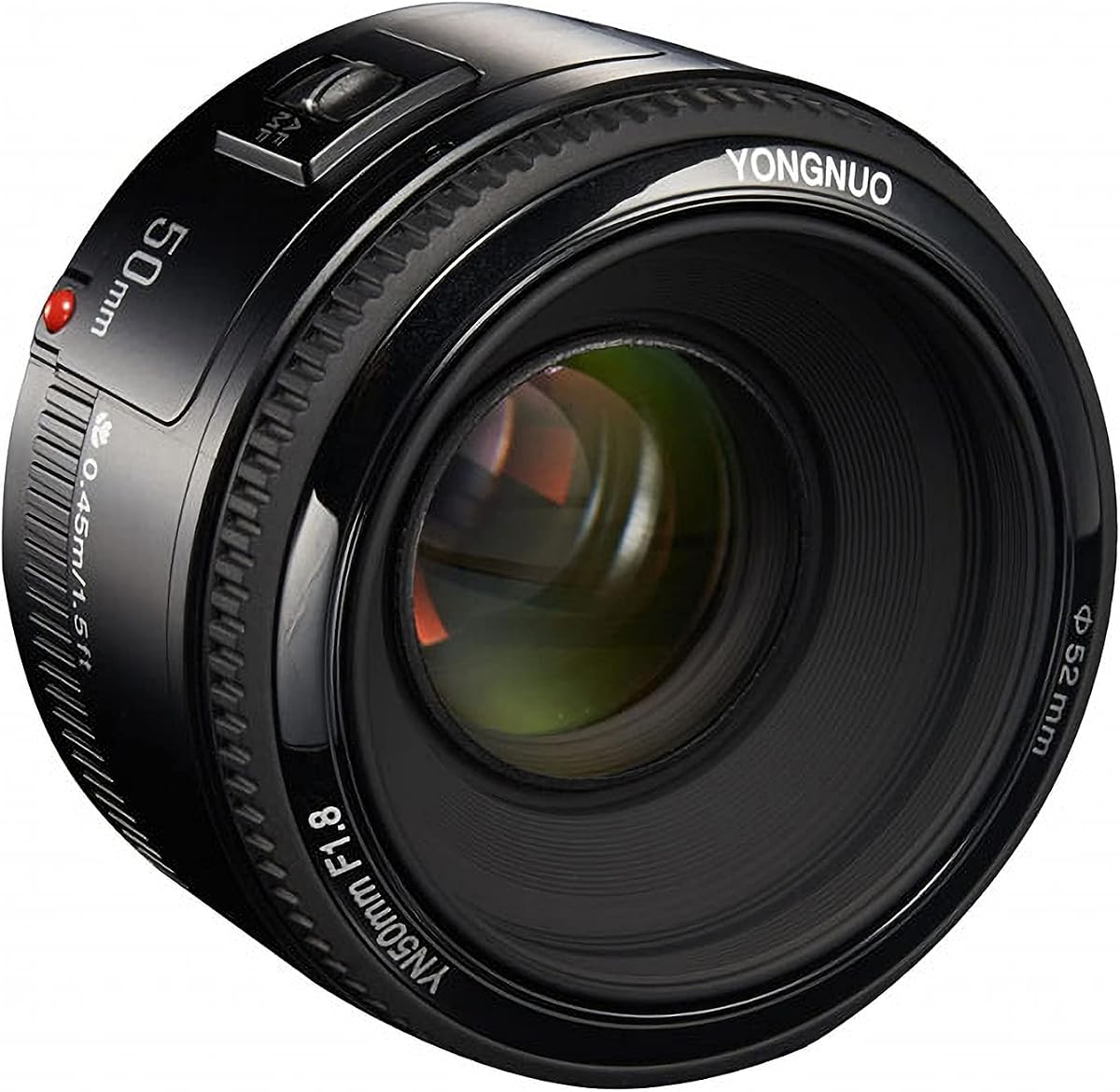 YN50mm F1.8, Standard Prime Auto Focus Lens for Canon Full Frame SLR EF Mount Cameras Black