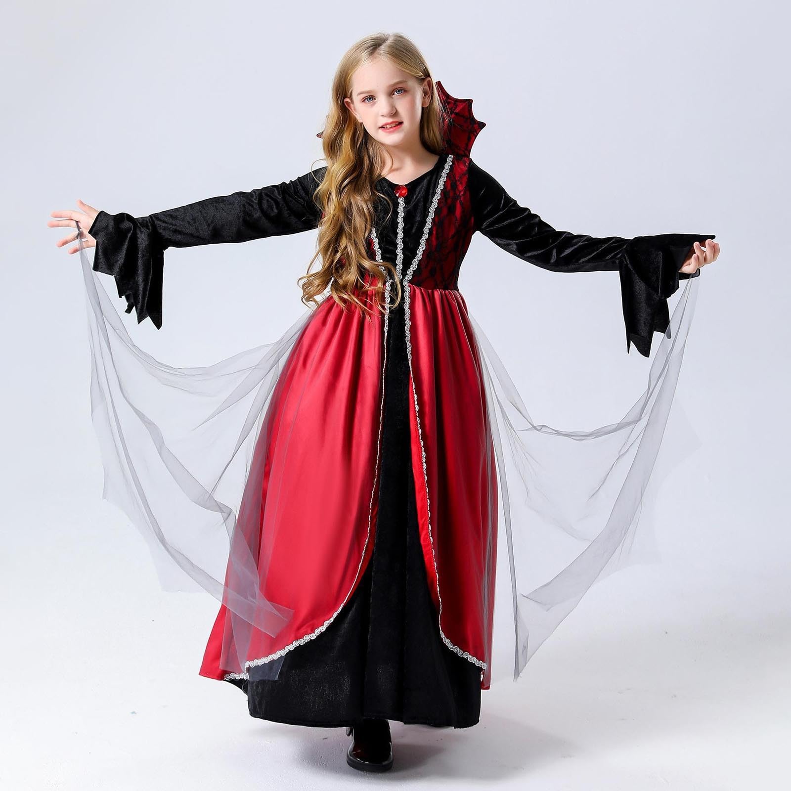 Disfraz Halloween NiñA NiñO Disfraces Medievales para Halloween Vestido Cosplay Princesa con Encaje Conjunto Juego rol Actuaciones Atuendo Otoño Invierno Elegante