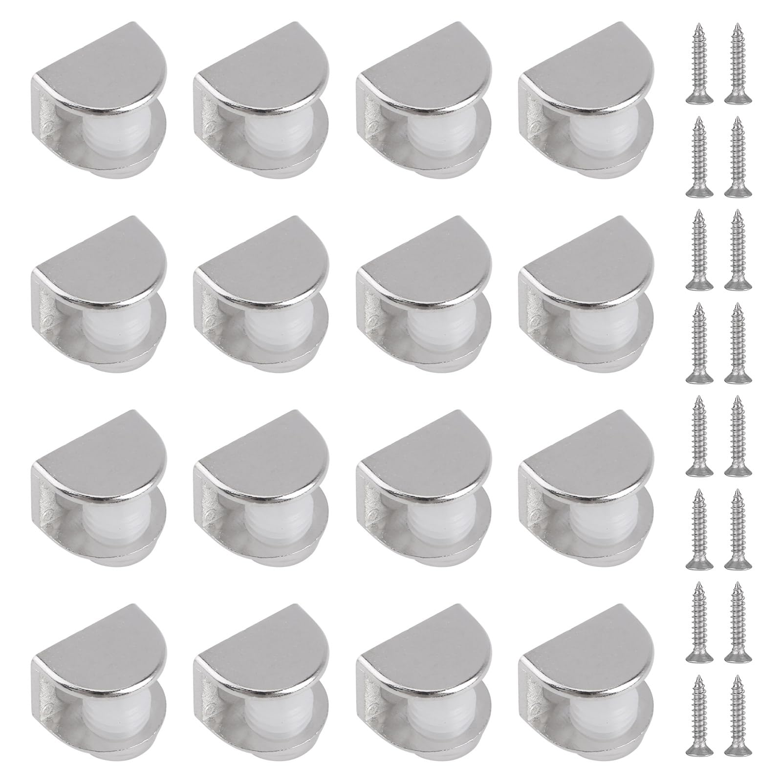 UFURMATE 16Pcs Glass Shelf Bracket Wall Mounted Adjustable Glass Shelf Clamp Clips Polished Chrome Zinc Alloy Glass Holder Brackets Supports Semicircular Mounting Brace for 8-10mm Thick Glass โ image 1