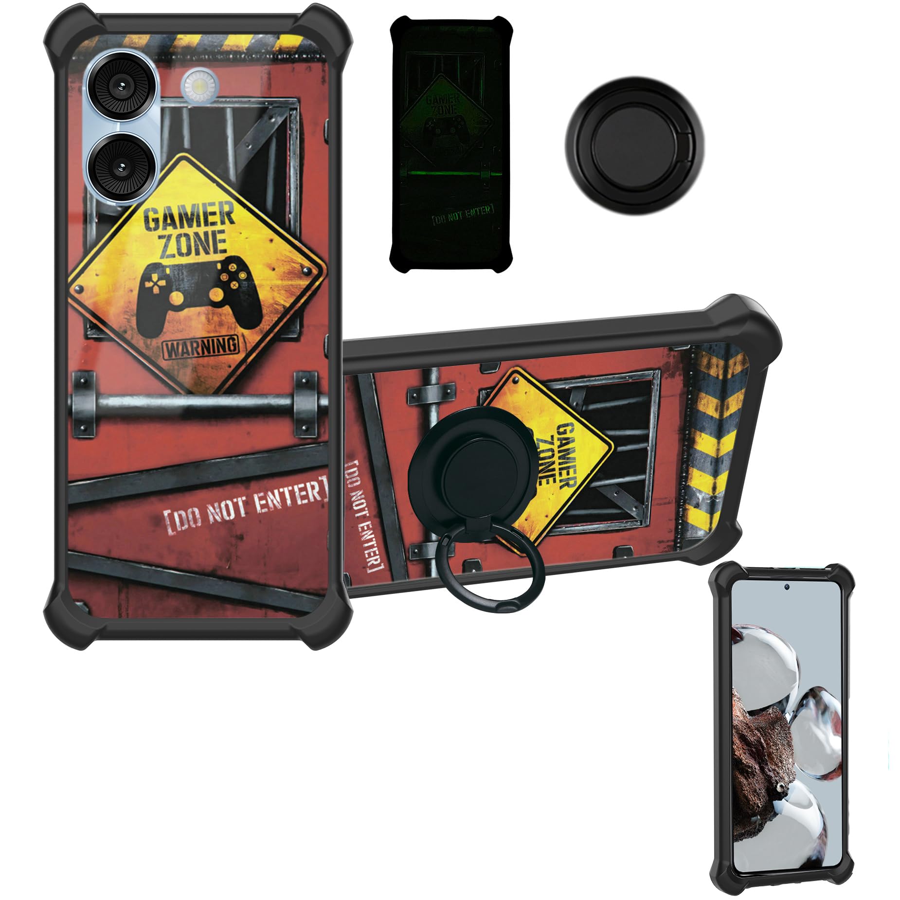 Kinetijy Case Compatible for Foxx FOXXD Miro S67 Phone Case Cover [with 1* Tempered Glass Screen Protector][Hard PC + Soft Silicone][Ring Support] [