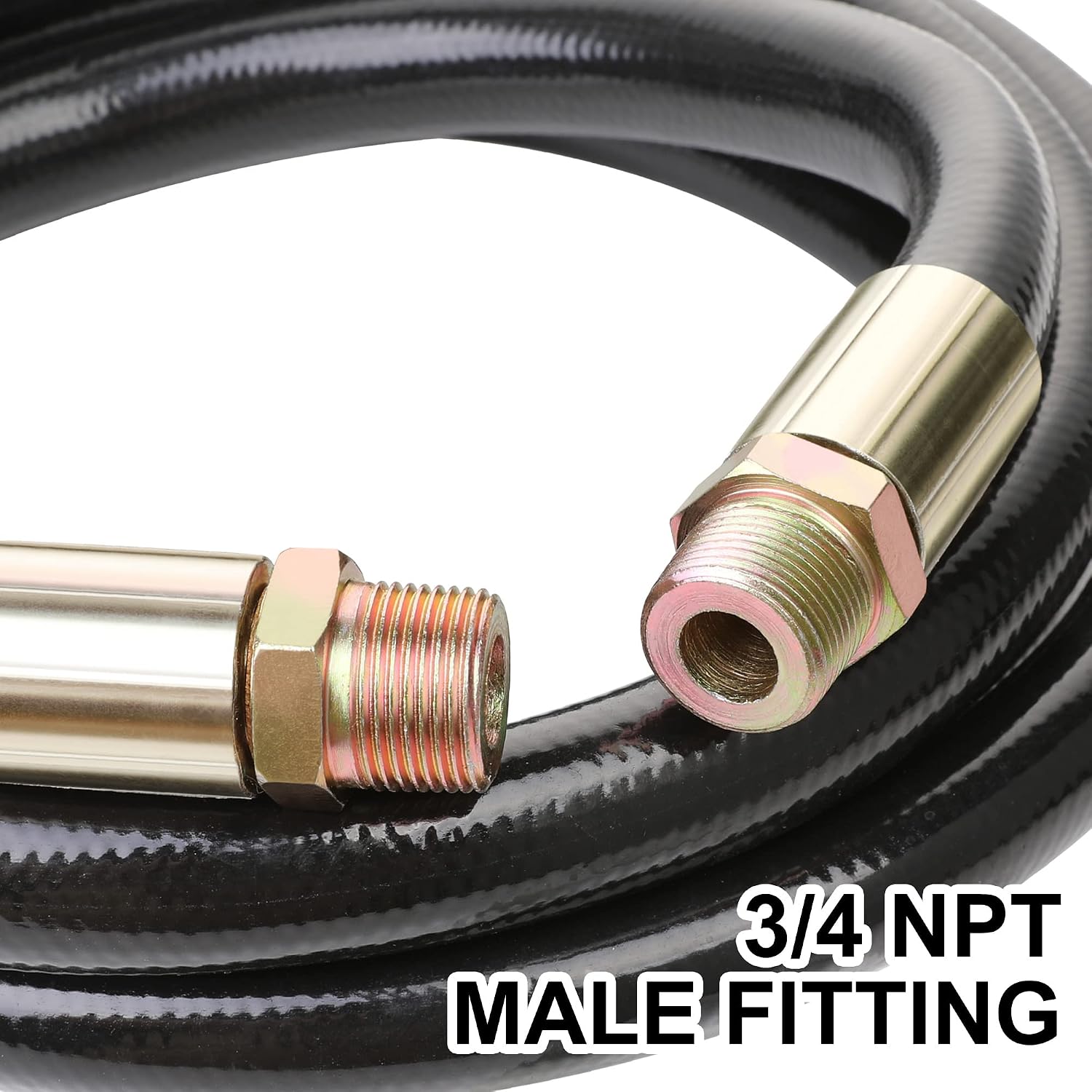 Hromee Fuel Transfer Hose, 3/4 Inch × 10 Feet Pump Hose with Male Fittings for Gasoline, Diesel, Biodiesel and Kerosene