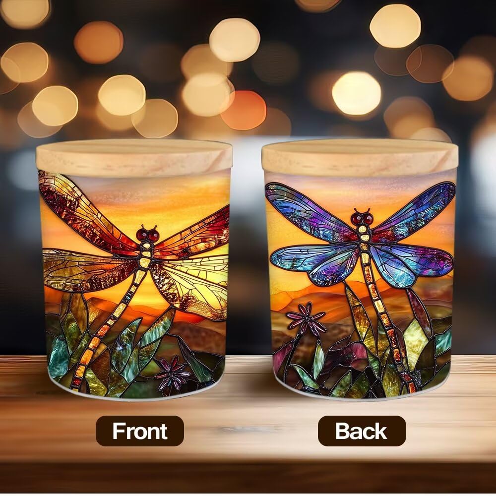 Photophore en verre avec LED en forme de libellules de ferme - Pour centre de table de mariage, fête de Noël