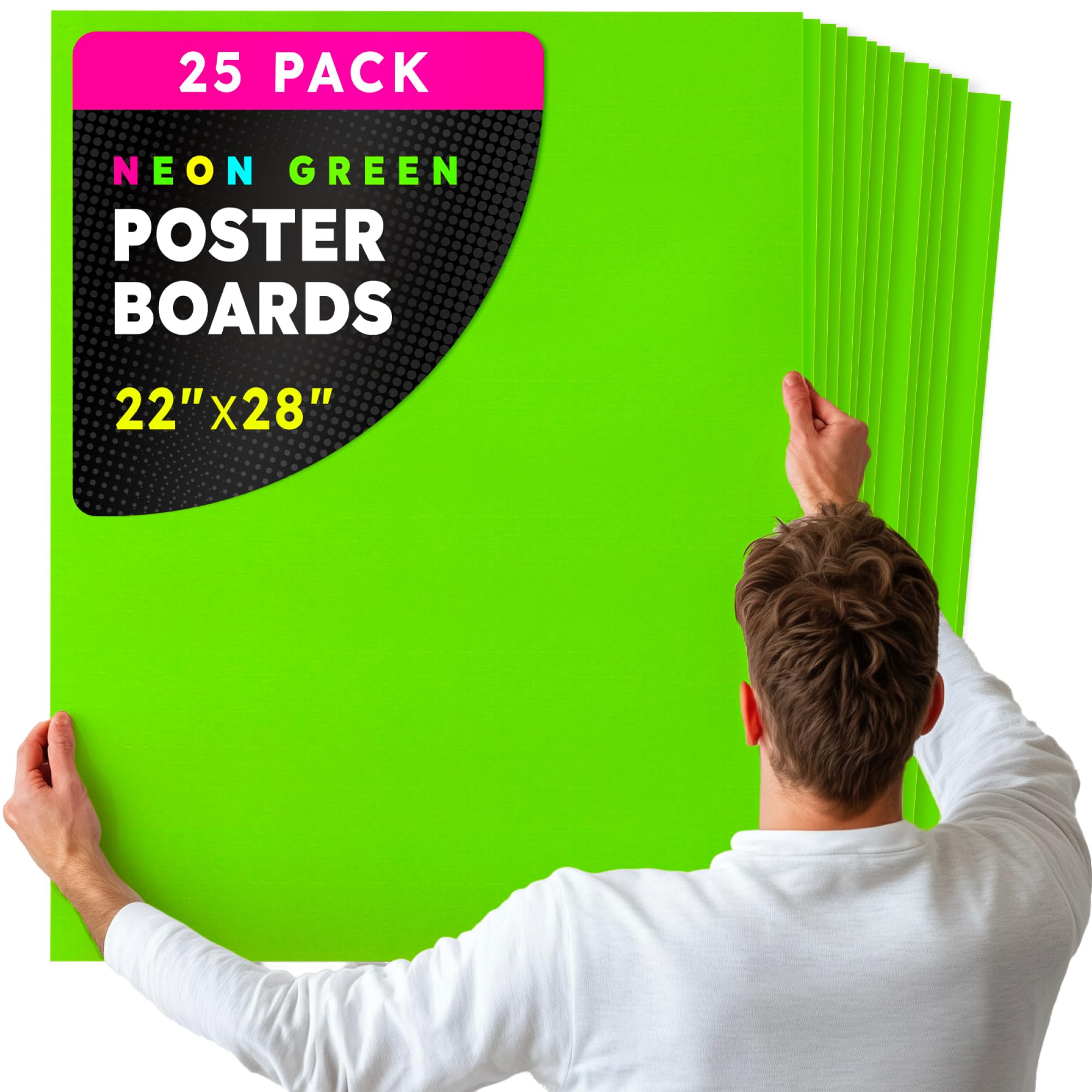 Hygloss Poster Board 22 x 28, 25 Pack Neon Green, Colored Posterboard
