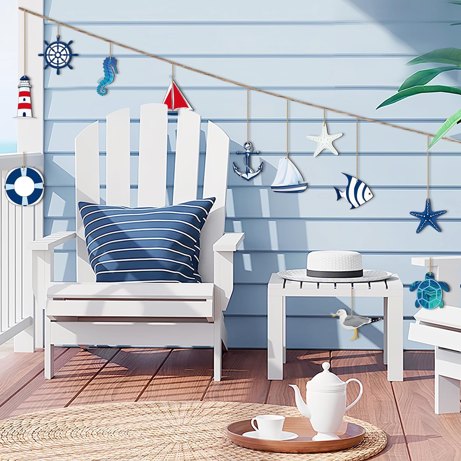 Set 10 Decorazioni Ancore Marine In Legno Da Appendere – Tema Mare E Spiaggia – 5 Cm – Perfette Per Fai-da-te E Regali - 5