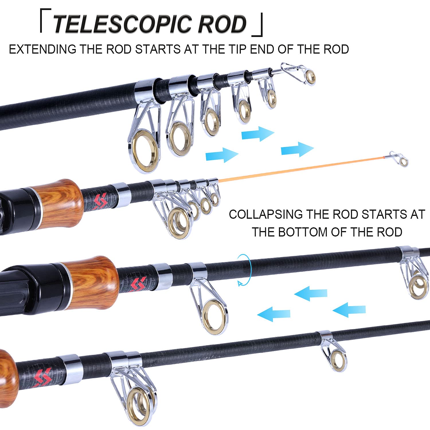 Sougayilang Telescopic Fishing Rod, Spinning & Casting Rod, Lightweight Fishing Pole Designed for Bass, Trout, Salmon, Steelhead, for Fresh & Saltwater-Spinning 1