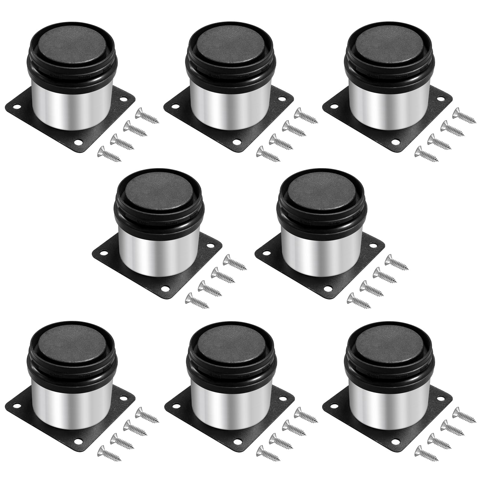 KineticKraft 8 Pieces Round Adjustable Leg, Stainless Steel Furniture Legs