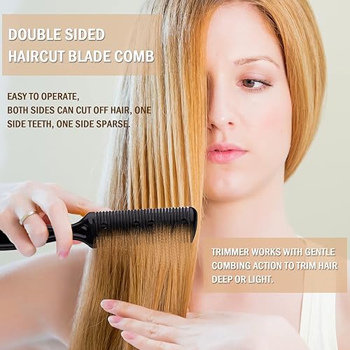 Miniatura 4 de 5 unids profesional recortadora maquinilla de afeitar de doble cara Tijeras de corte de pelo peine delgado cortes de pelo herramienta de corte