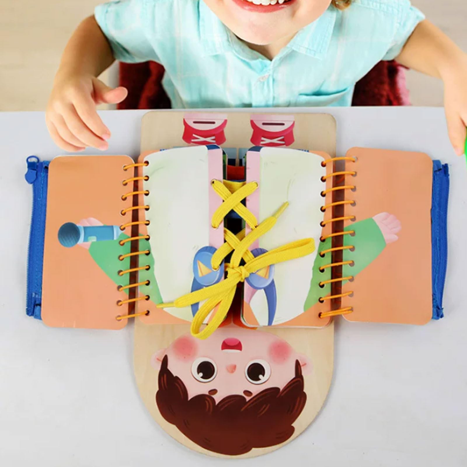 Drewniana tablica do ćwiczenia ubierania Montessori