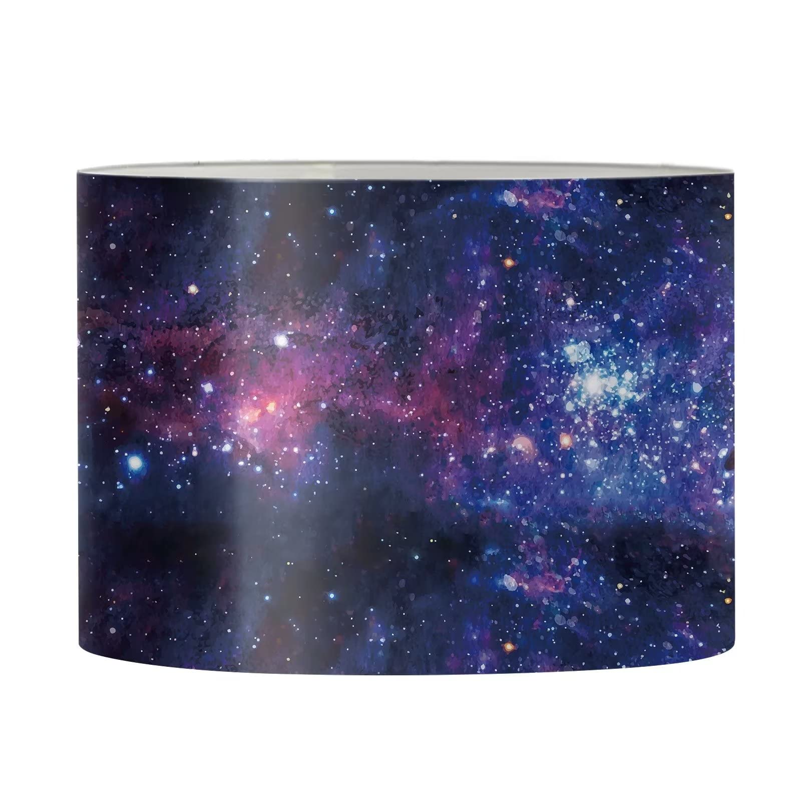 Suhoaziia Galaxy Stars Print Decorative Round Lampshade, Hardback Round Shape Construction Lamp Shade Lampshade for Home