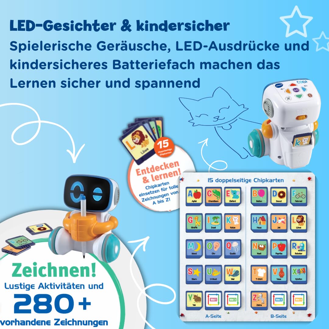 VTech Codi Mal-Roboter Lernroboter zum Zeichnen & Codieren 4-8 Jahre