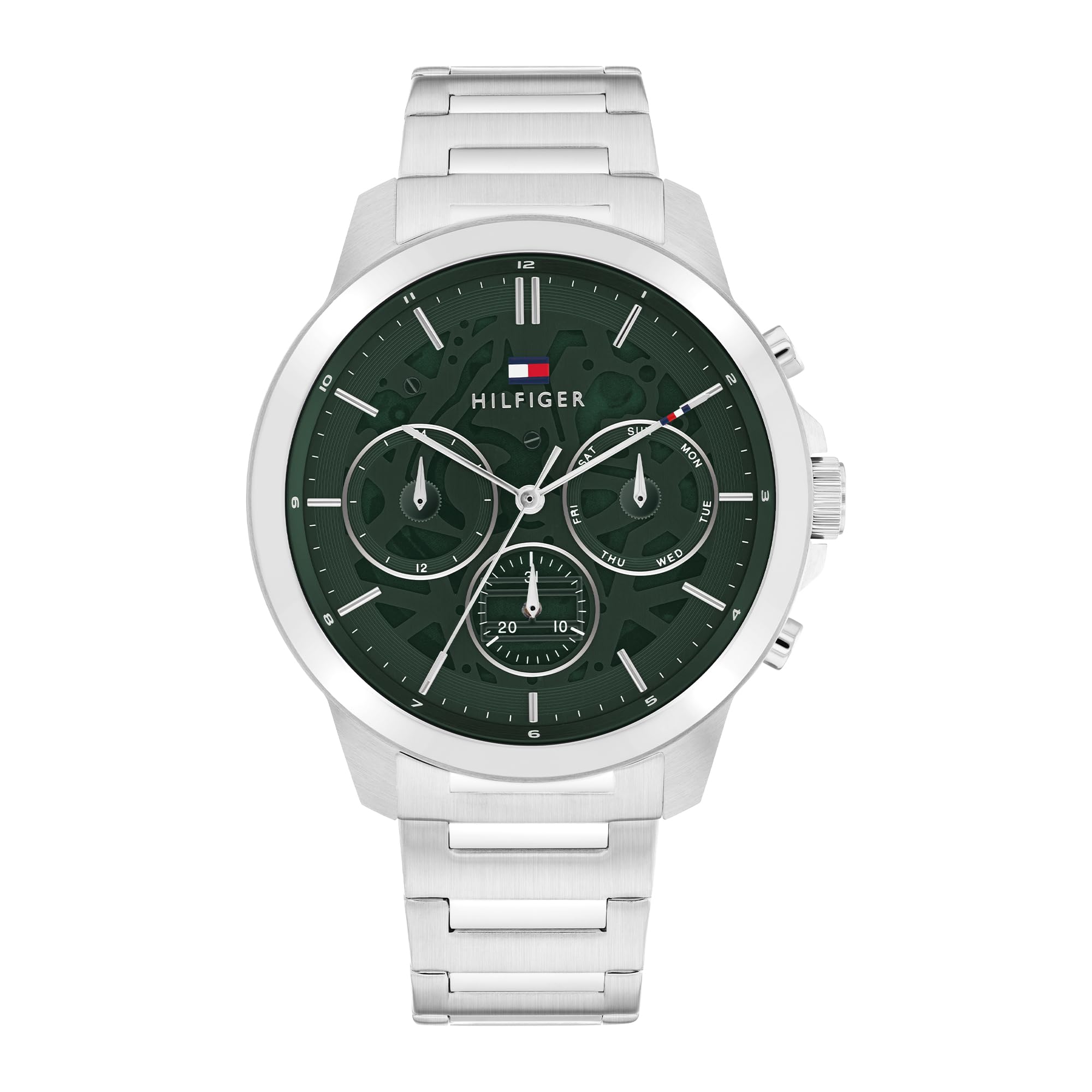 Tommy Hilfiger Orologio Analogico Multifunzione al Quarzo da Uomo con Cinturino in Acciaio Inossidabile Argento o Nero