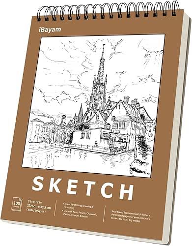iBayam 9x12 Sketchbook, Spiral Bound Sketch Book for Kids, Teens