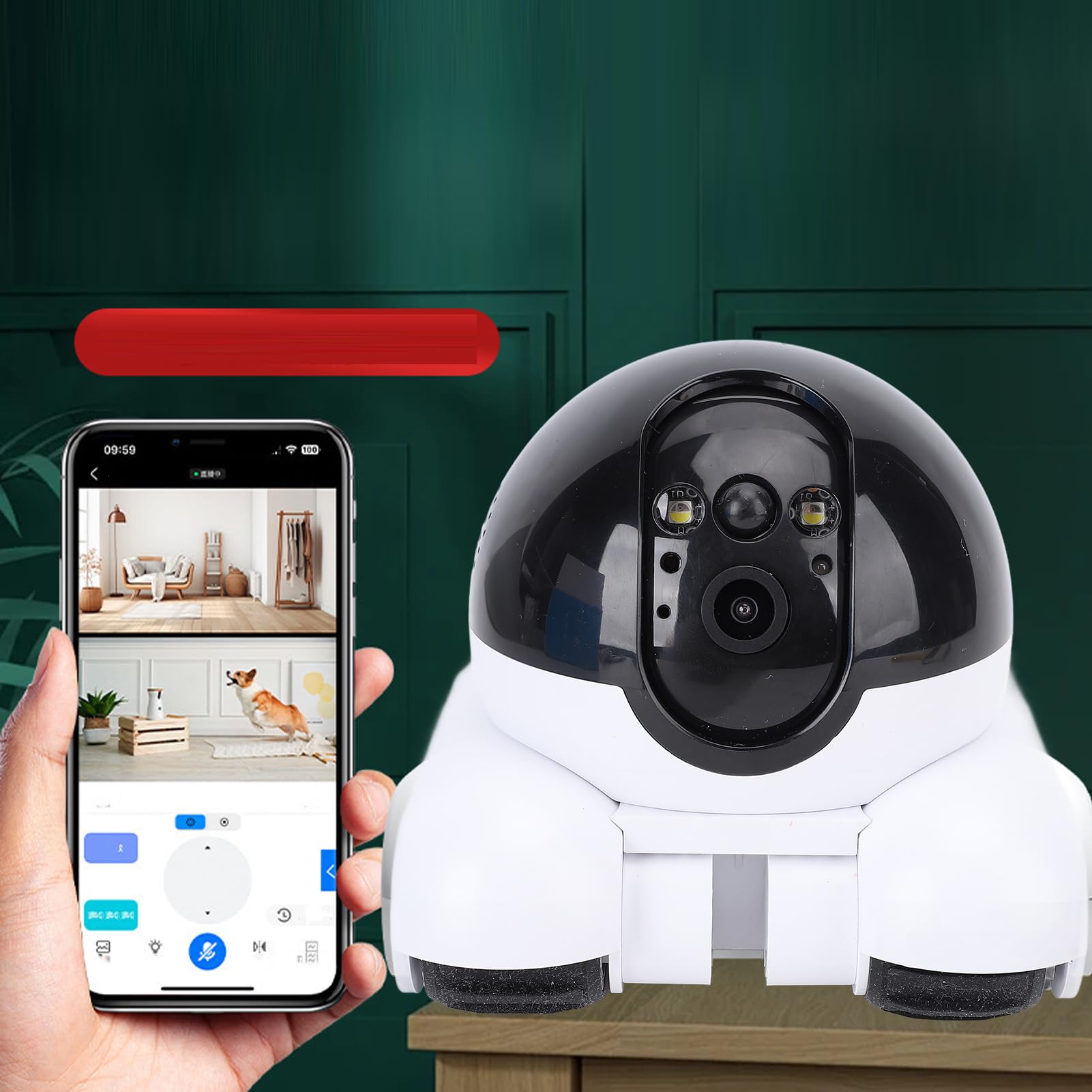 LICAEVEY Telecamera Robot su Ruote 1080p Dual Lente, Fotocamera di Sicurezza Mobile Interna da 2 MP con Talk a 2 Vie e Seguire Automatica, Vista a 360 ° Controllo Telecomando, per Gatti,