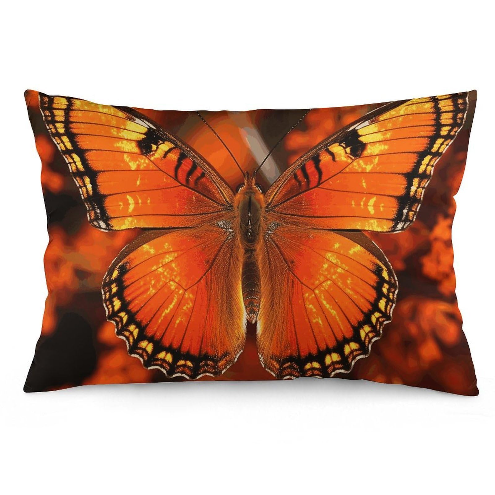2 Pack Pillow Cases for Hair and Skin, Soft Breathable Pillow Case Covers with Hidden Zipper, Orange Butterfly Pillowcase 16 "x24 Pillow Covers for Sleeping Gift