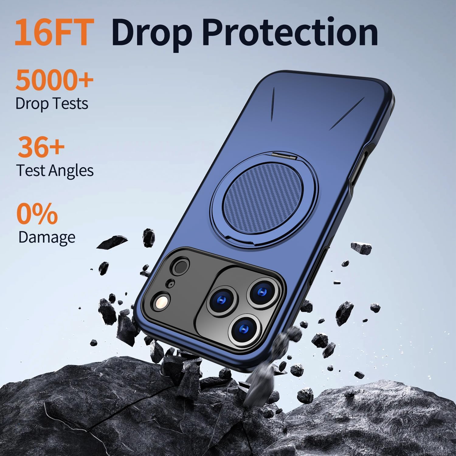360° Spin Magnetic Stand for iPhone 17 Pro Max Case(Compatible with MagSafe)[Military Protection] Adjustable Kickstand for iPhone 17 Pro Max 6.9",Blue