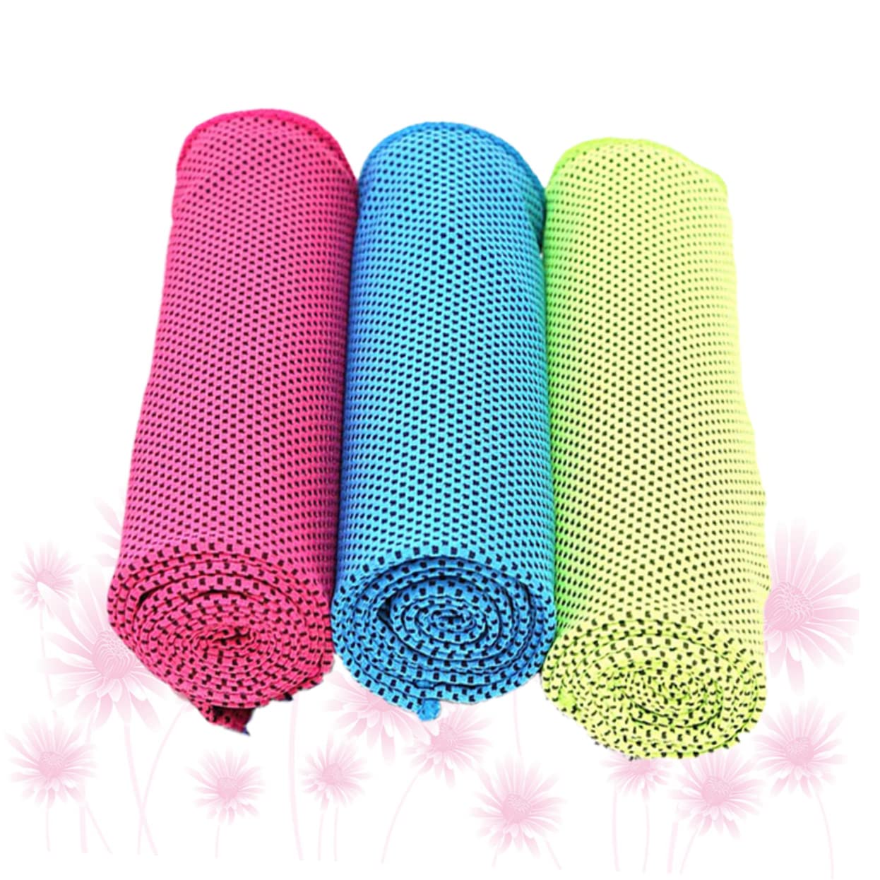 KICHOUSE 3pcs Yoga Cool-Touch Towel for Sports Exercise Cool Towel Gym Cold Fitness Cooling Sky Blue Light Green Rosy