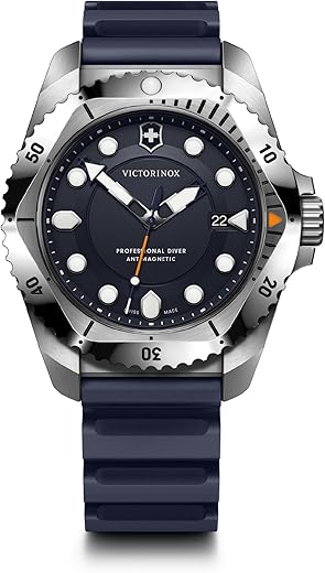 Victorinox Stainless Steel Dive Pro,Quartz Swiss Made Men’s Analog Watch,Blue Dial,43 Mm,300 M Water Resistant,Unidirectional Bezel,Blue Rubber Strap,Wrist Watch For…
