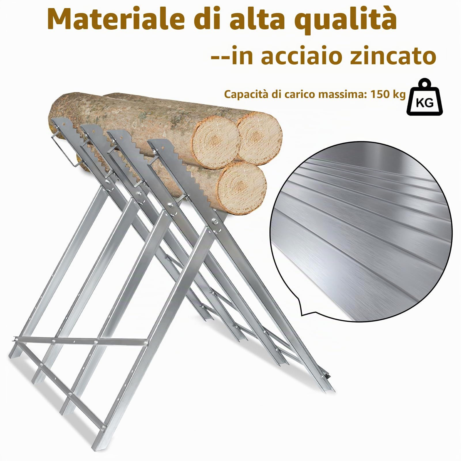 YRHome Cavalletto per sega in metallo, per sega a legno, pieghevole, spaccalegna per legna da ardere, supporto per sega a legna da ardere, supporto per sega, supporto per legno con maniglie per sega a