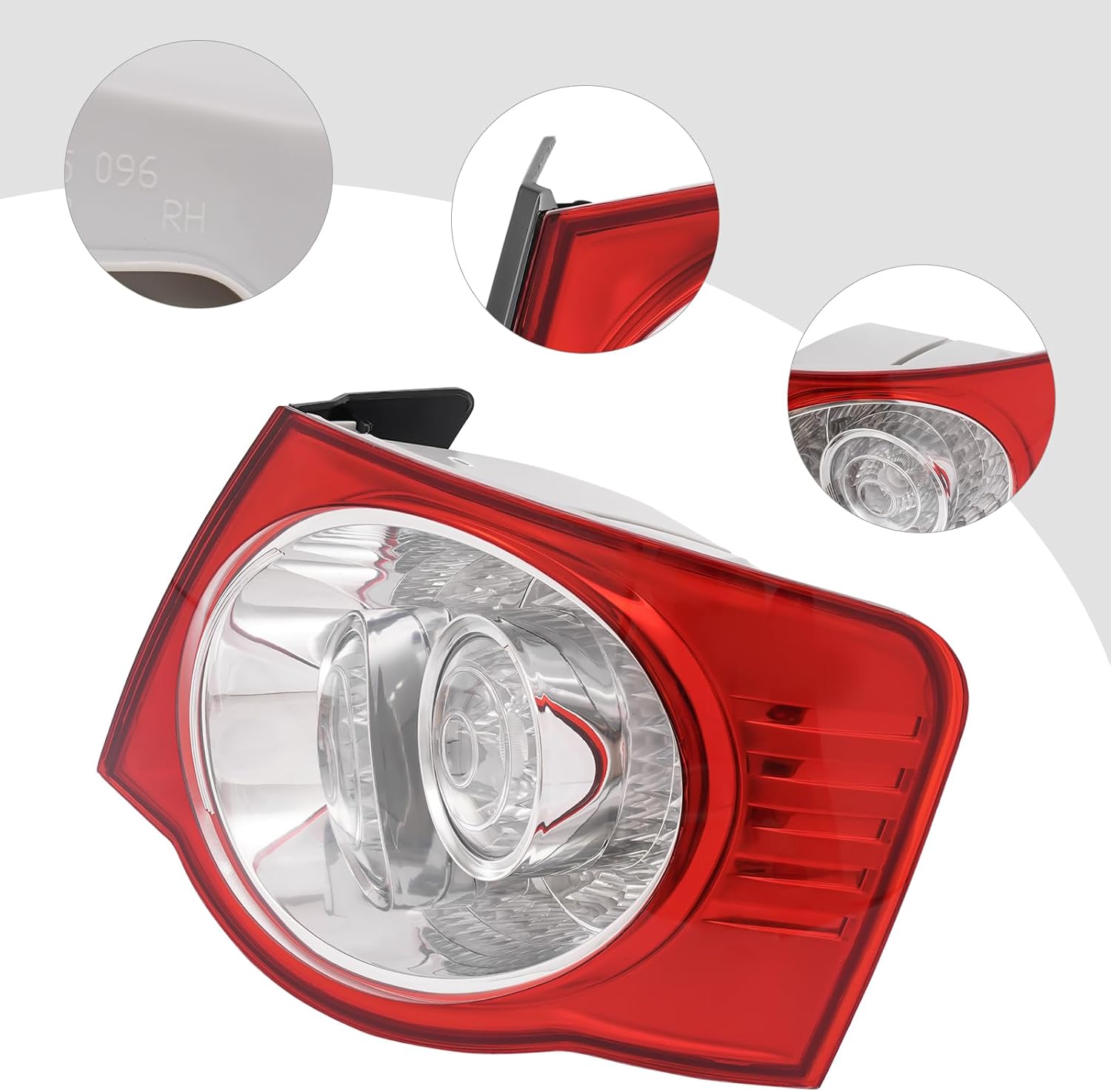 Tail light Assembly For 2006 2007 2008 2009 2010 2011 Volkswagen Jetta A5 MK5 LED Tail Light Brake Lamp 1K5945095, 1K5945096 Direct Replacement Left Driver & Right Passager Side Assembly (RH)