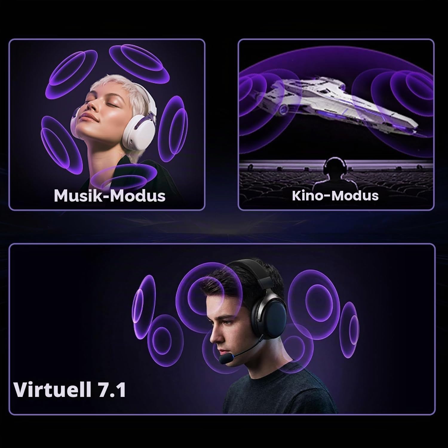 Akko Verge S9 Gaming Headset Kabellos 25ms Niedrige Latenz 270g Leicht | 53mm Treiber, Quad-Modus 2.4G Bluetooth Kabel, Mikrofon mit Geräuschreduzierung, 250H Akku, für PC PS5 PS4(Schwarz Rot)