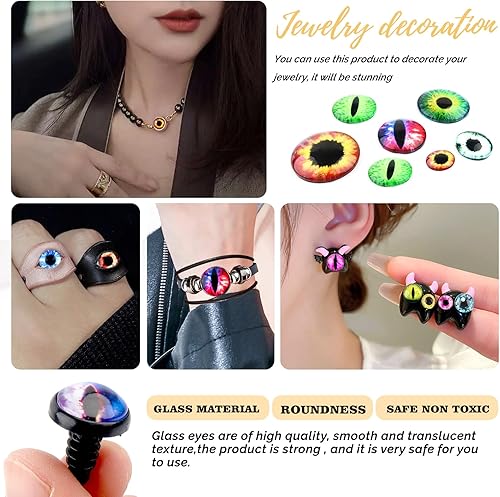 Miniatura 5 de TOAOB - 50 ojos de seguridad para Amigurumis de 0.551 in, 0.630 in, 0.709 in, 0.945 in, ojos de seguridad de dragón de cristal, manualidades, ojos