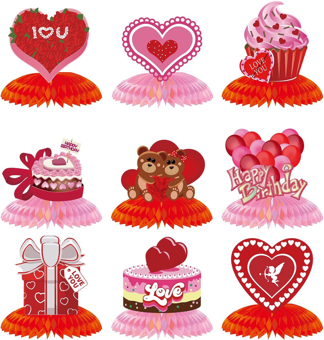 9 Pcs Red Romantic Centerpieces Valentine