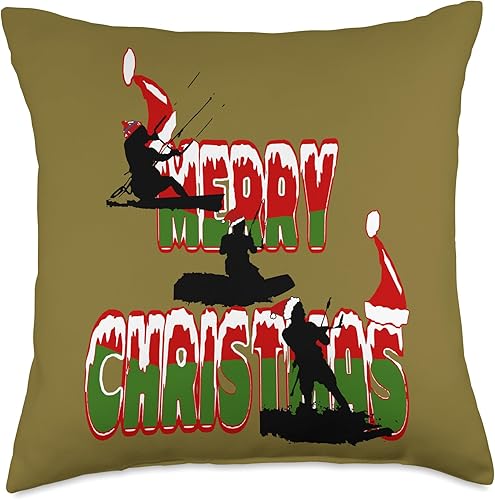 Miniatura 4 de Kitesurf Gifts and Surf Lover Tees by taiche Festive Merry Christmas - Almohada de kitesurf, 16 x 16 pulgadas, multicolor
