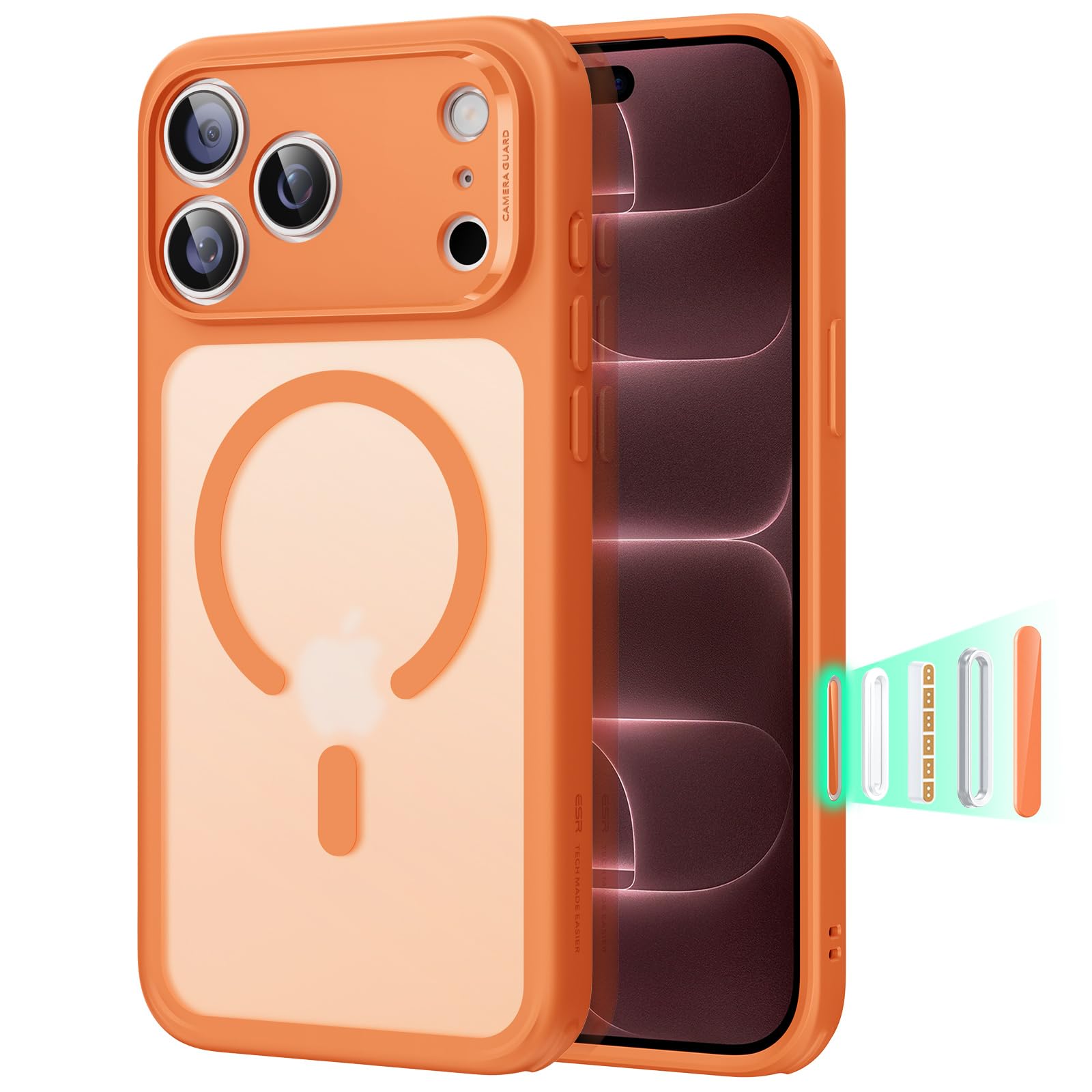 ESR Classic Hybrid for iPhone 18 Pro/17 Pro Case, Frosted Burgundy — Amazon image 12