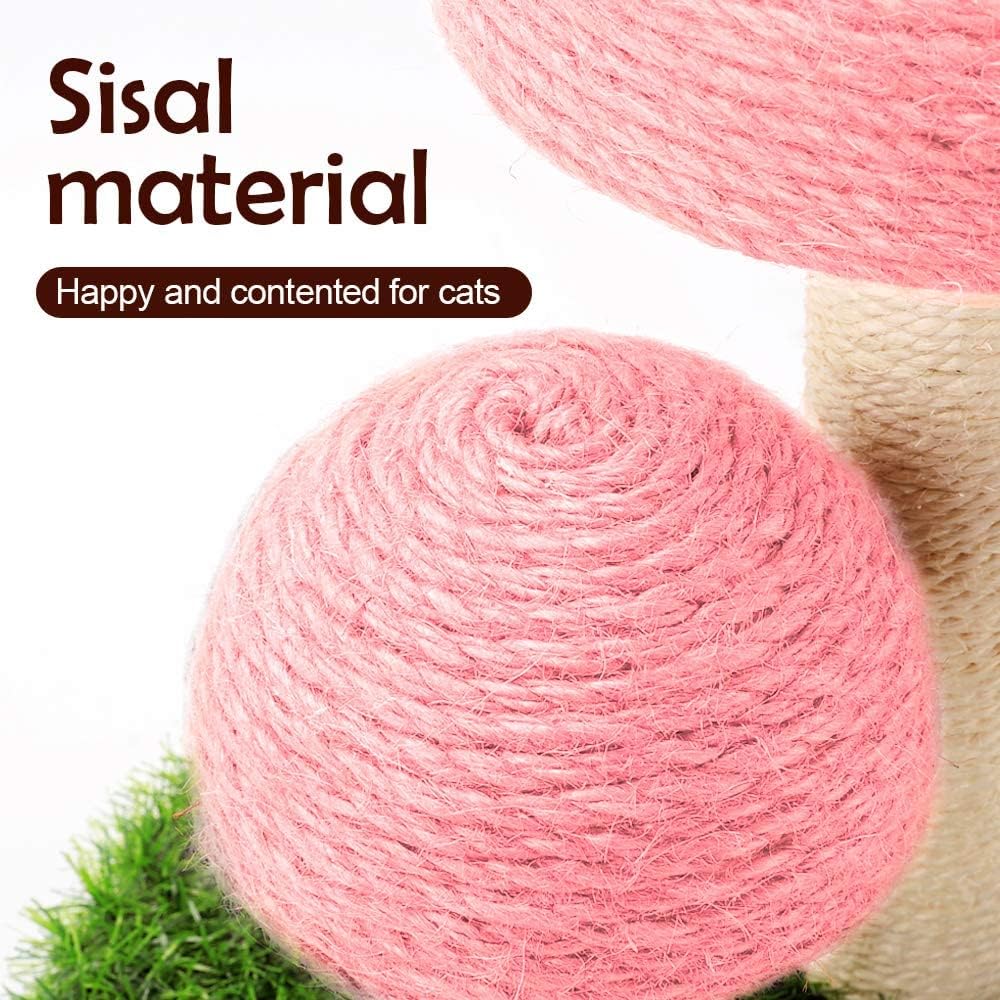 review ShellKingdom Cat Scratching Post Mushroom, Cute Kitty Cat Claw Scratcher Sisal Rope Covered Soft Lawn Scratch Board Pad for Indoor Cats (Pink)