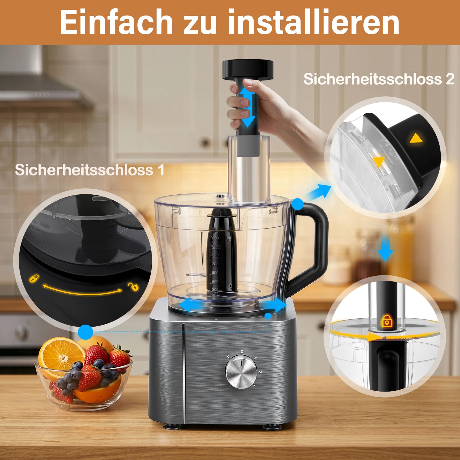 TopStrong Robot da Cucina, Robot Cucina 1100W, Robot Cucina Multifunzione Compatto,11 in 1 Food Processor(frullatore, spremiagrumi e macinacaffè)