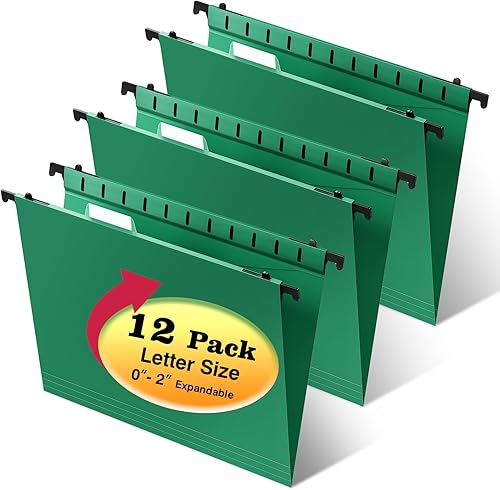 Miniatura 1 de SHUTEX Carpetas colgantes de plástico, paquete de 12 carpetas colgantes de capacidad extra, expansión resistente de 2 pulgadas, carpetas de