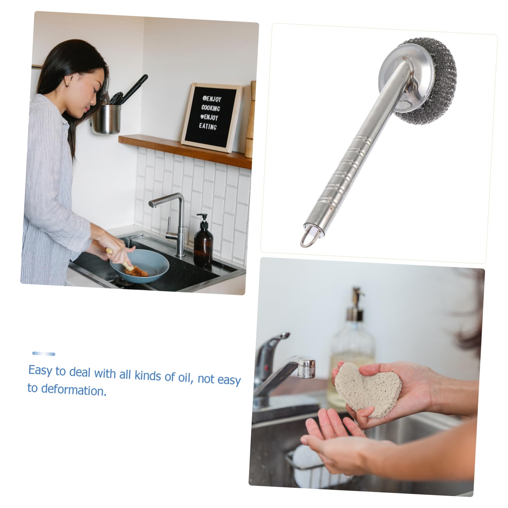 Ipetboom 3piezas Cepillo De Limpieza De Esferas De Alambre De Acero Inoxidable para Utensilios De Cocina y Ollas Accesorio De Cocina Práctico y Duradero