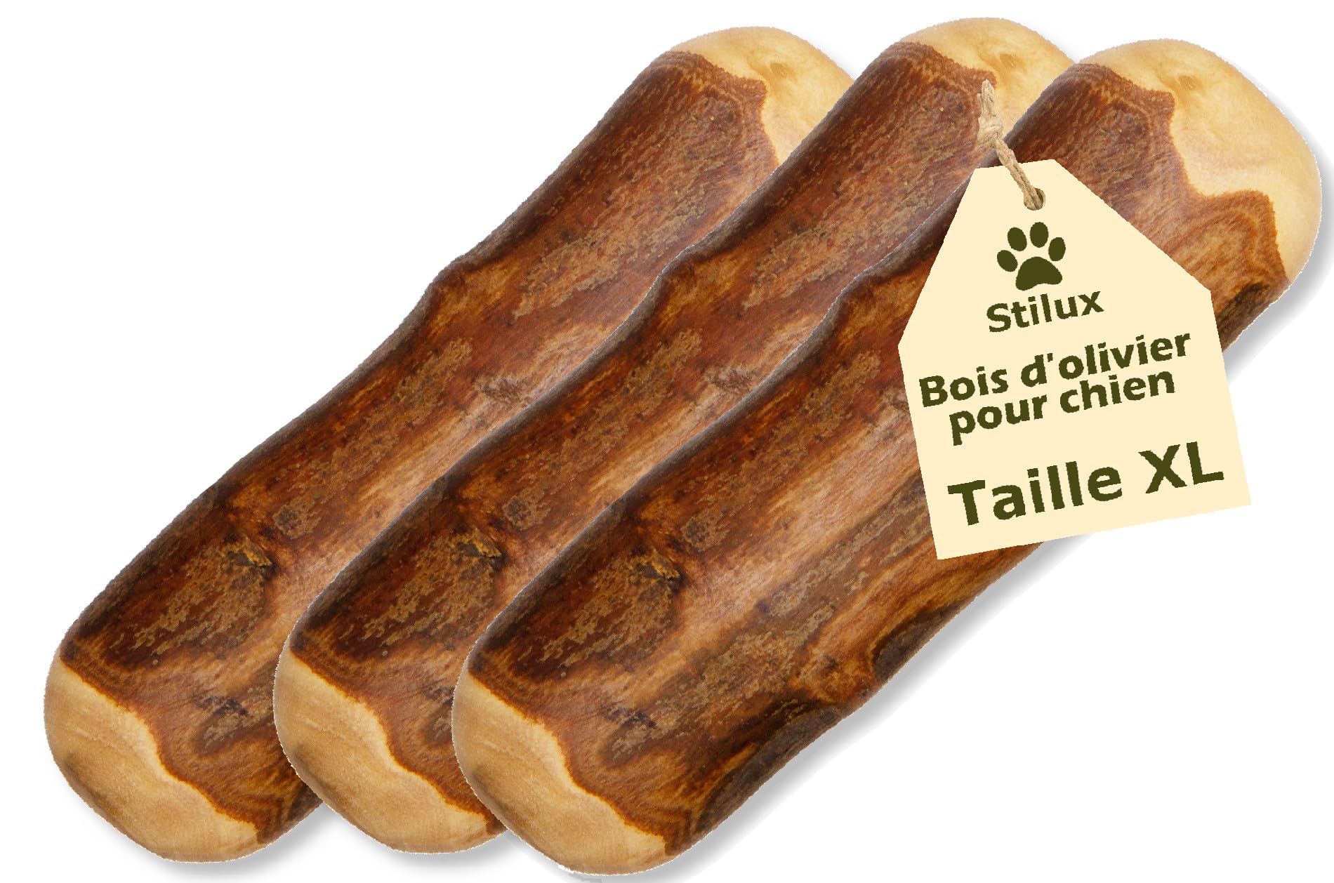 Bâton en bois d'olivier XL de qualité premium pour chien de 40Kg