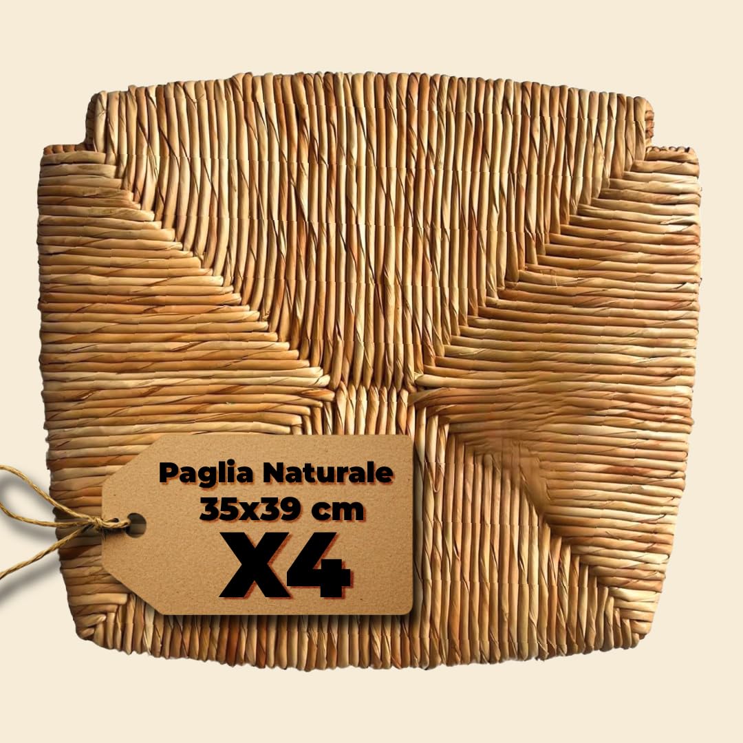 Generico Import Trade 1212 - Juego de 4 asientos de paja trenzada de repuesto para silla Venecia, asiento de repuesto para silla rústica de casa y restaurante, fondo marco, asiento resistente