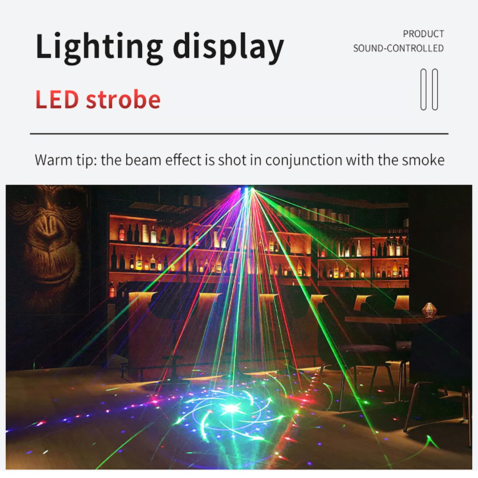 Discolicht Partylicht, LED Laser UV Tragbar Party Licht 4 Arten Musikgesteuert Disco Licht mit Fernbedienung, LED Display Screen, Party Lampe für Bühne, Ballsaal, Bar, KTV-Box