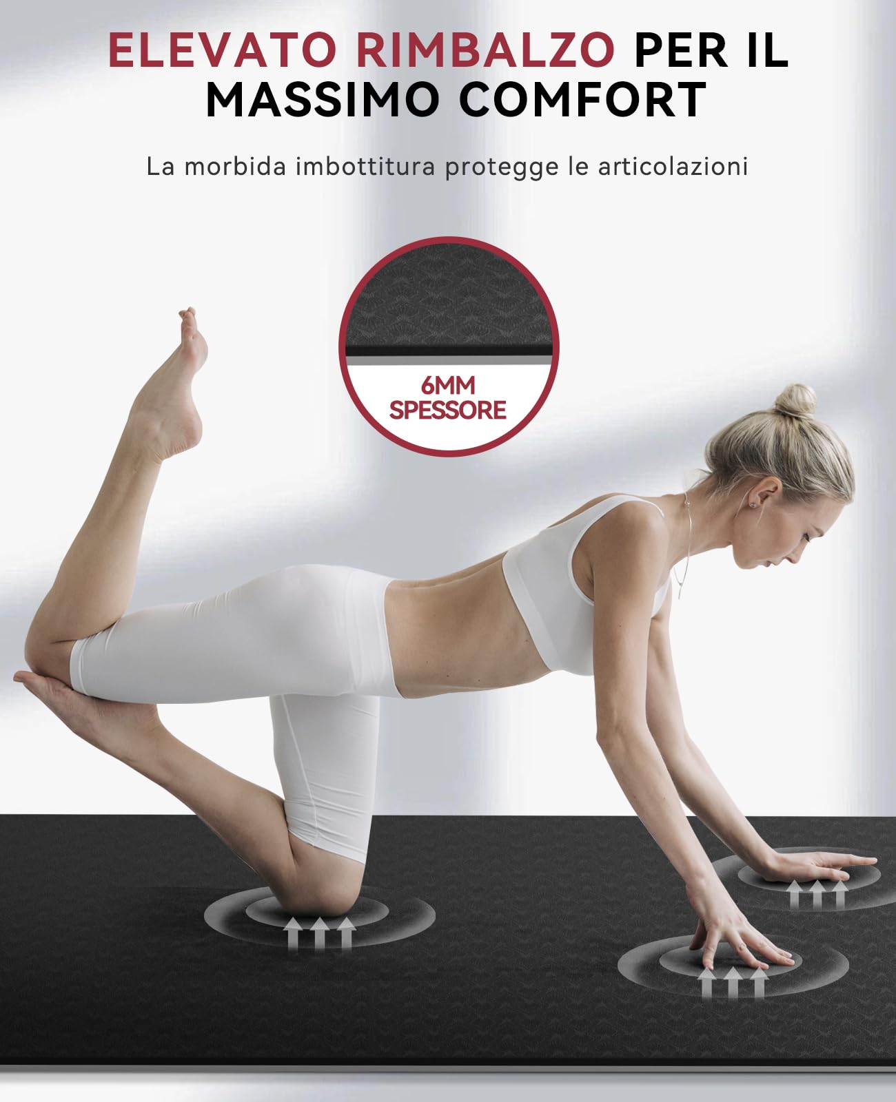 HAPBEAR Tappetino da Yoga Extra Large - 183 cm x 91 cm x 6 mm, TPE Antiscivolo, per Allenamenti a Casa, Yoga, Pilates e Stretching, Resistente, Ecologico,Inclusi Bande di Resistenza e Borsa da Portare