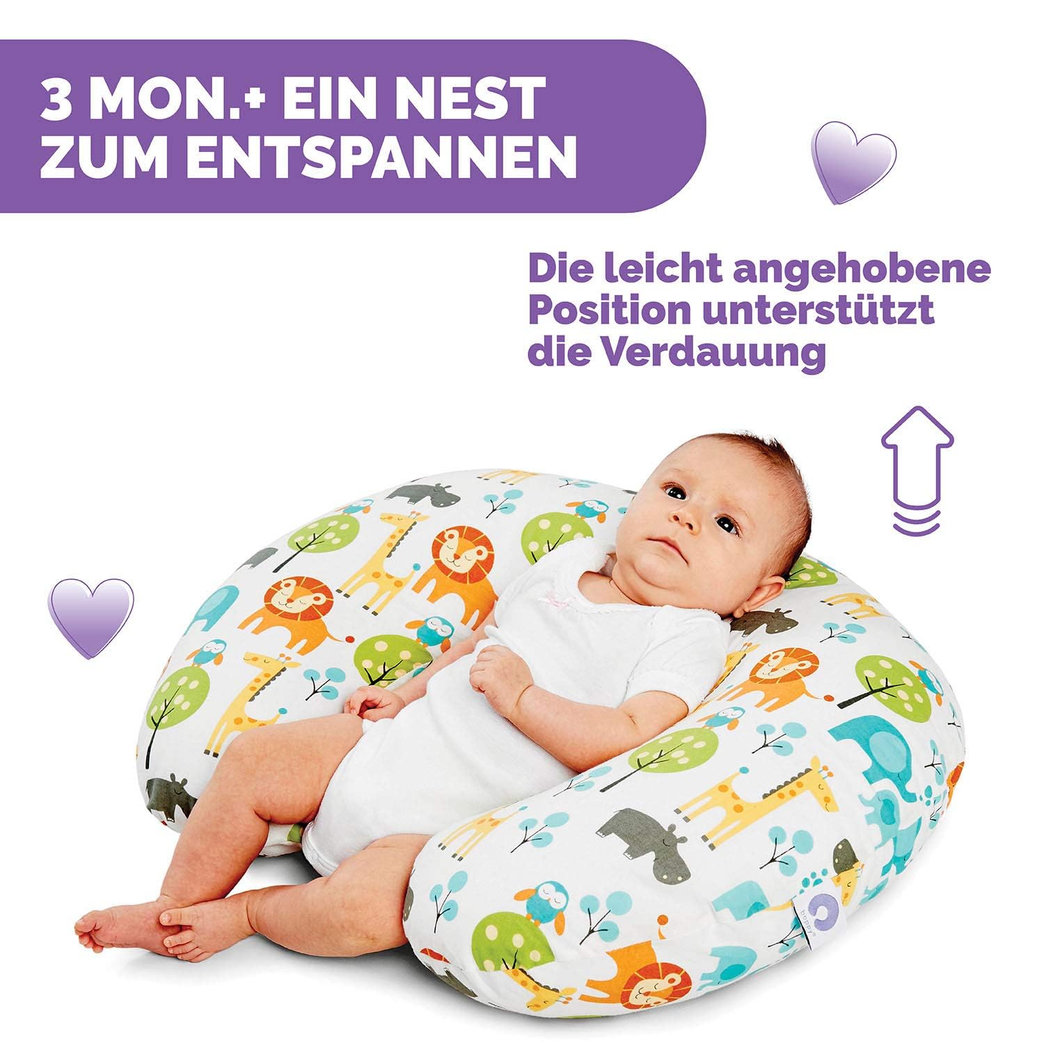 Chicco Stillkissen für Säuglinge 0+ Monate, Ergonomische Form - Stillkissen und Babynest fürs Stillen, Sitzkissen Baby