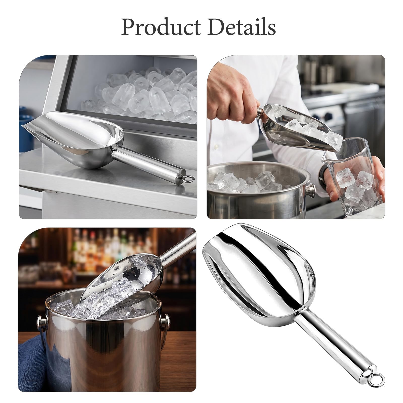 12 Pièces Pelle à Glace en Acier Inoxydable 6 Oz Cuisine et Bar