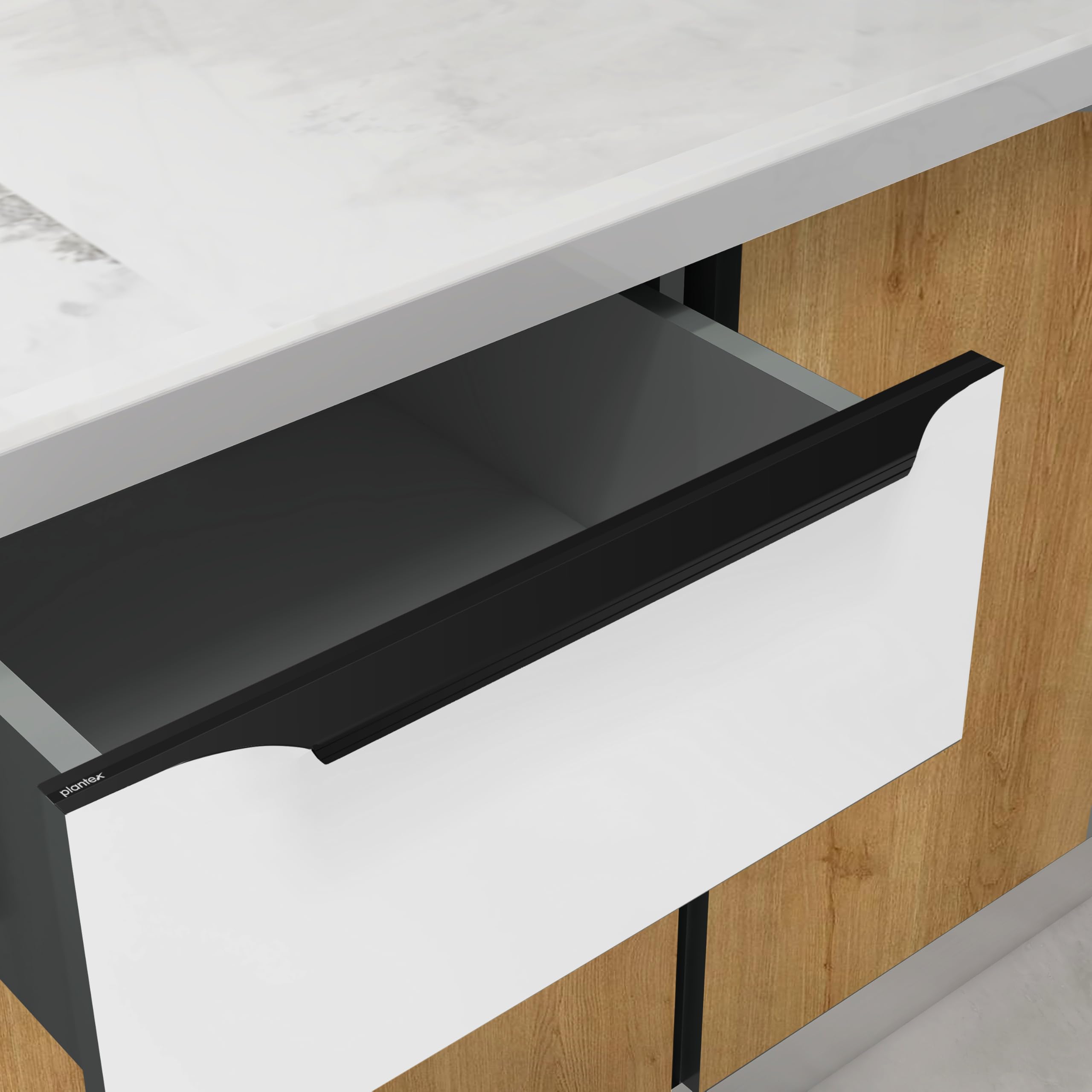 Plantex Profile Handles - Black Kitchen Drawer Pulls -22 Plantex Profile Handles - Black Kitchen Drawer Pulls -22