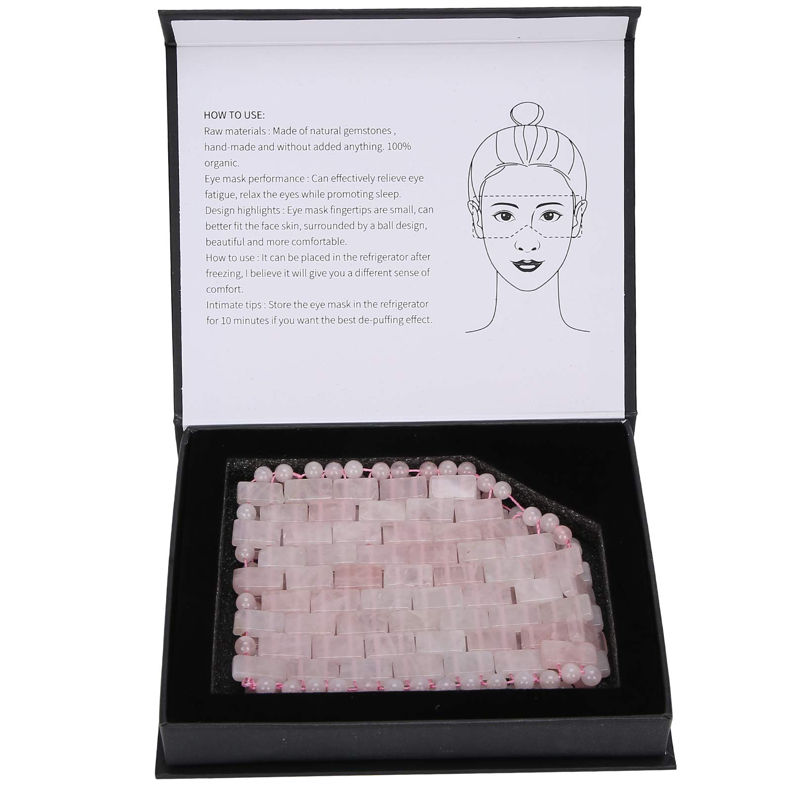 Le masque de relaxation des yeux Jadestone, outil de soin de sommeil naturel pour masseur de visage réduit les cernes(Quartz rose)