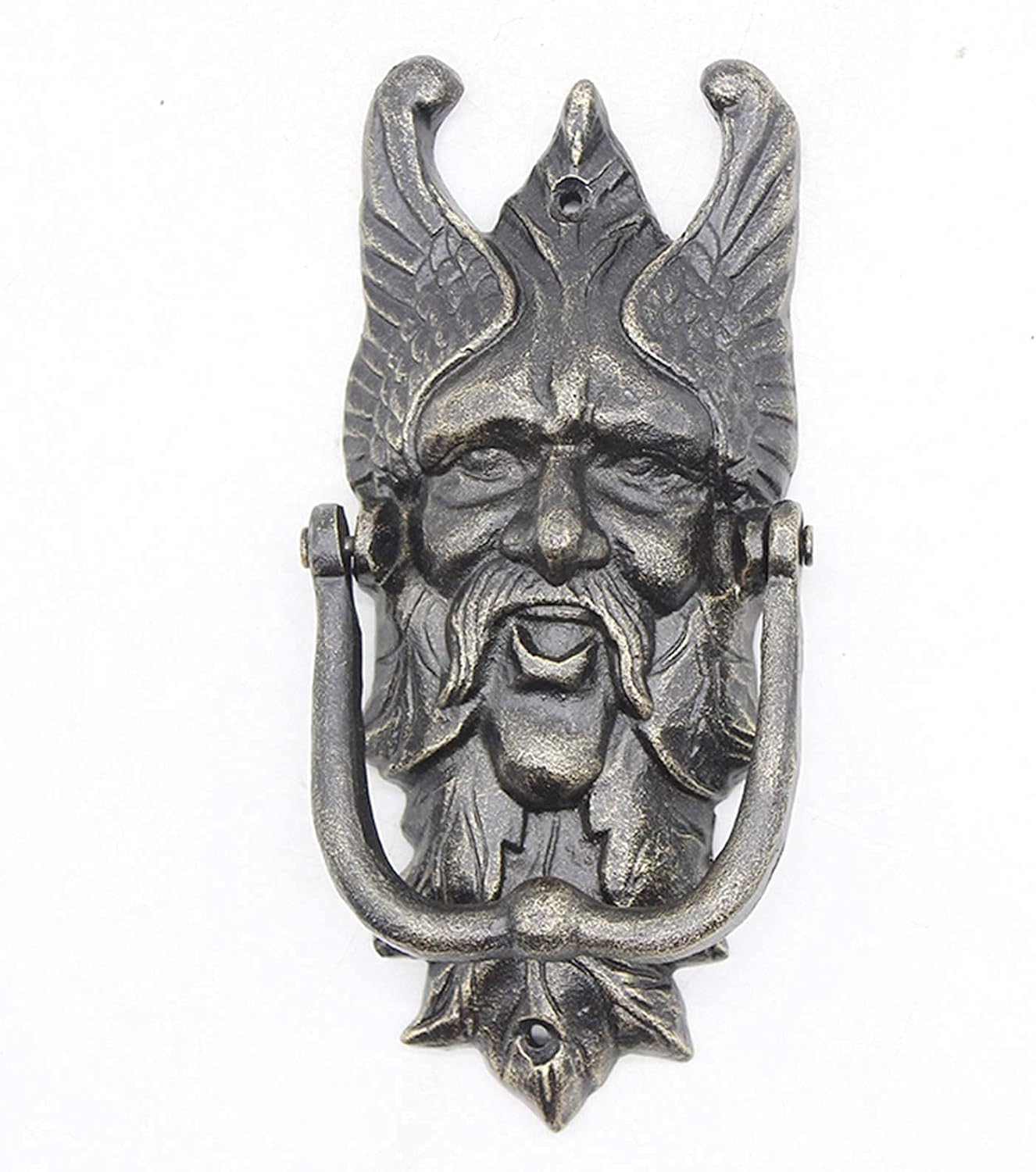Door Knocker Large Front Door Knockers Heavy Duty Cast Iron Door Knocker with Old Man Shaped Finish Unique Gate Ring Easy Knock Metal Handle