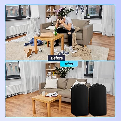 Miniatura 5 de Paquete de 3 bolsas de organización y almacenamiento con cordón (90 litros), organizador de ropa sucia lavable, lo suficientemente grande como para