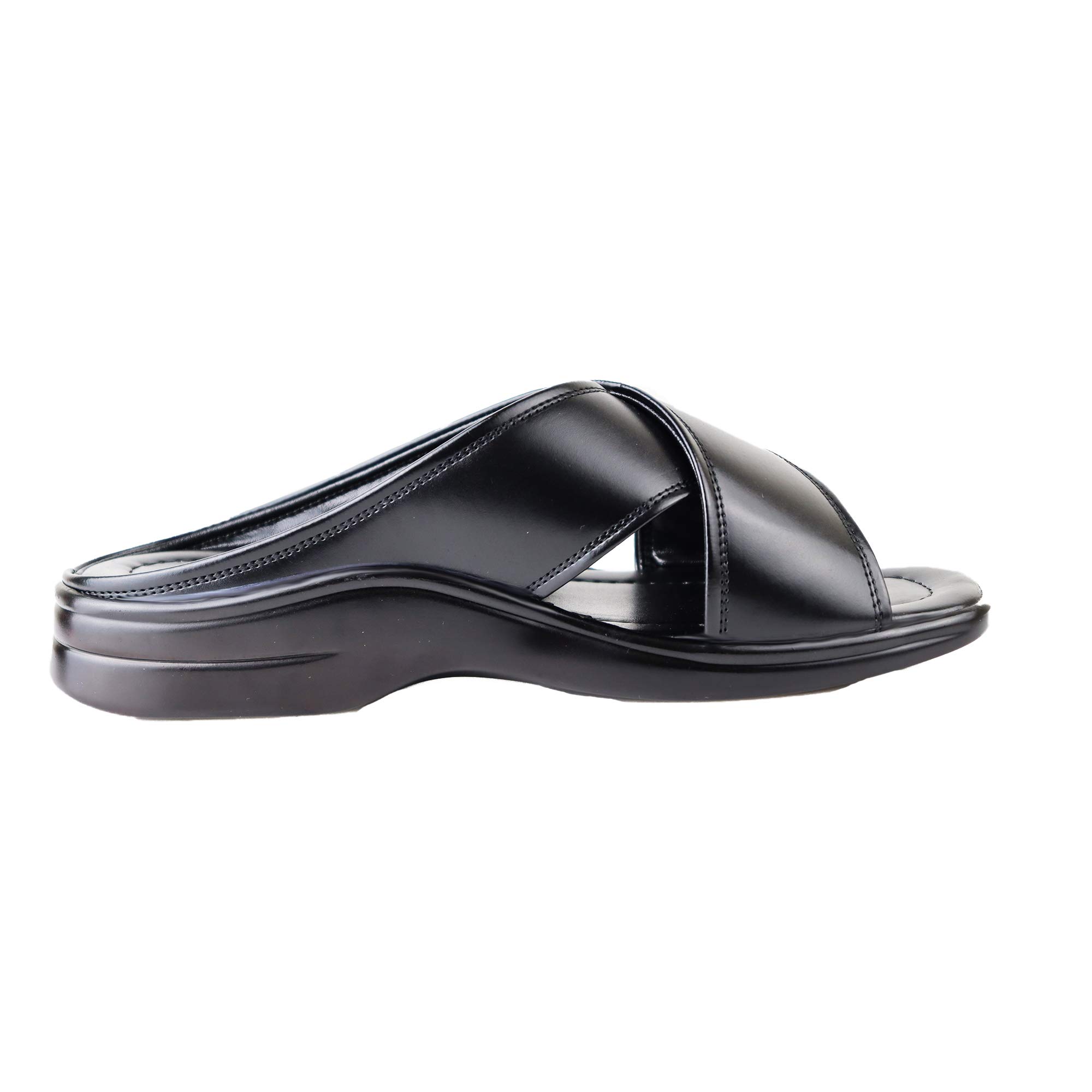 HIKBI Mens Leather Casual Sandal and Thong Sandals/Closed Toe Soft PU Leather/Outdoor Adjustable Summer Slippers (Black, Numeric_9) (B08RCKJTWD) Amazon Price History, Amazon Price Tracker