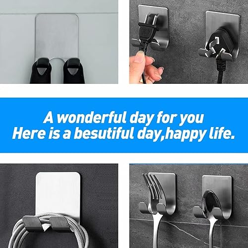 Miniatura 2 de Soporte impermeable para maquinilla de afeitar para ducha, ganchos autoadhesivos resistentes, ganchos de toalla de acero inoxidable para pared de