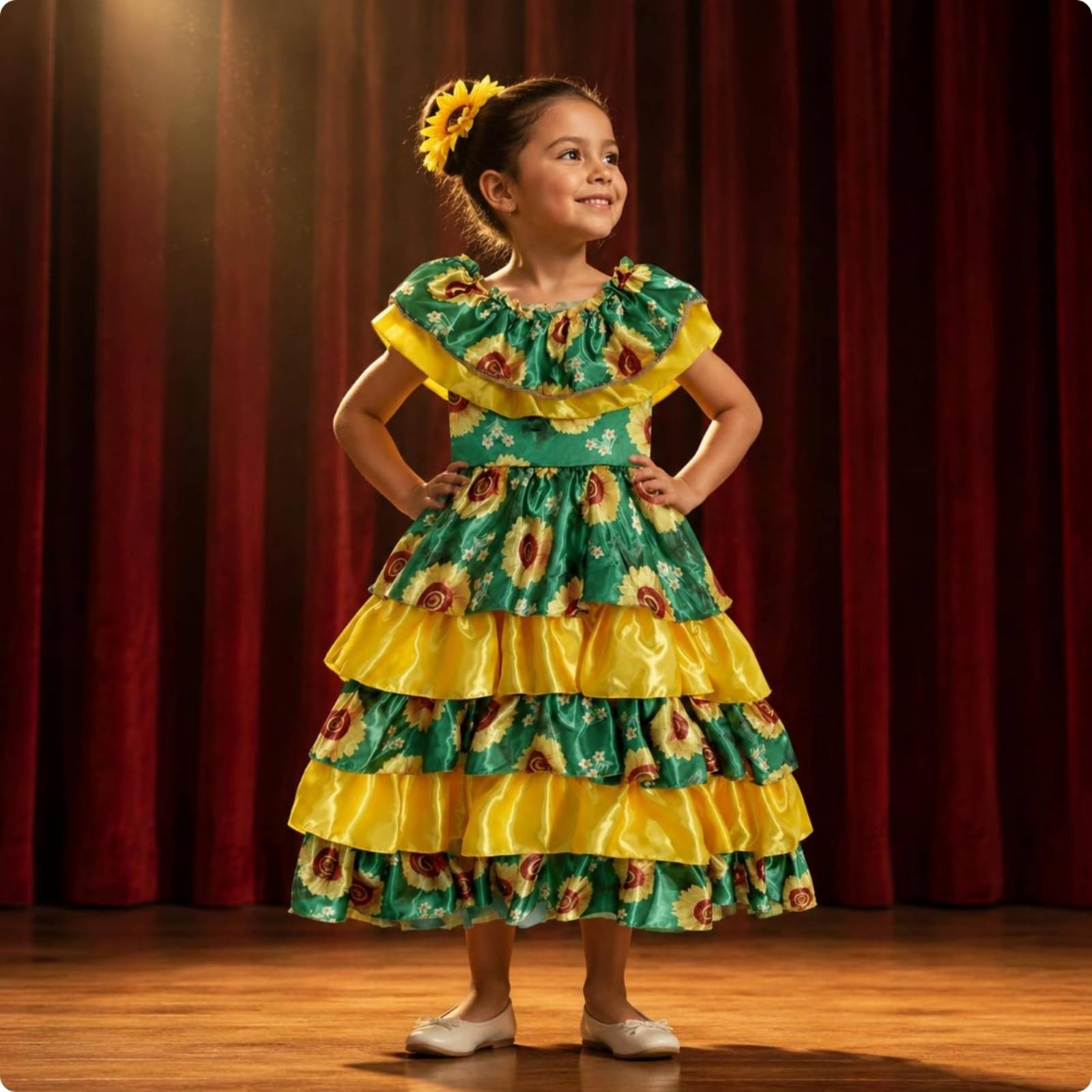 Vestido de Disfraz Infantil Vestido Traje Diseño Retro con Colores Contrastados y Caída con Movimiento Adecuado para Niñas de 3–8 Años en