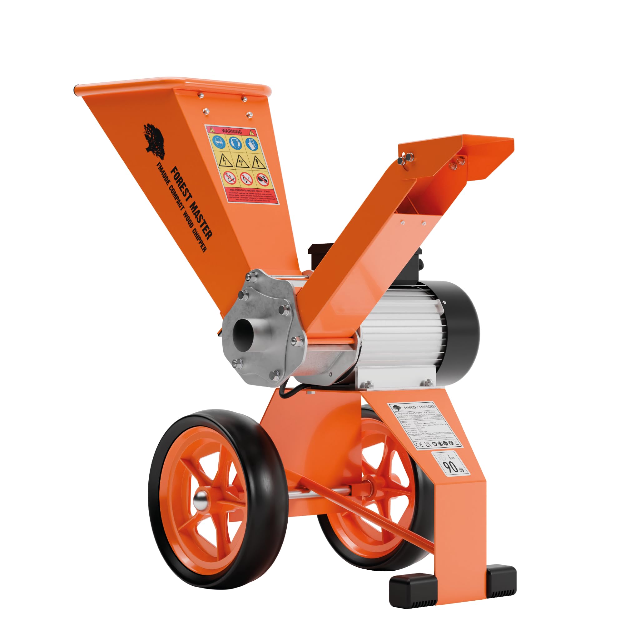 FM4DDE-EU-ADJ Cippatrice Elettrica 4hp con Tramoggia Rotante – Trasmissione Diretta, Compatta e Portatile – Sminuzza Rami fino a 50 mm di Diametro con Sistema Anti-Blocco Migliorato e Spina EU
