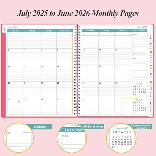 Vista 3 de 2025-2026 Planner - 8.5" x 11" Weekly Monthly Planner from July 2025 to June 2026, 2025 2026 Planners with 12 Monthly Tabs, Inner Pocket, Elastic
