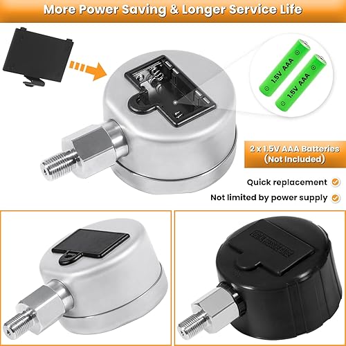 Miniatura 7 de Manómetro de presión hidráulica digital de 10000PSI Sensor de presión Manómetro con conector NPT de 14 de pulgada Base Entrada 700BAR70Mpa 3.15"